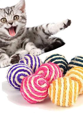 Hot RandomColor Cat Play Chewing Toy Straw Cat Pet Rope Weav