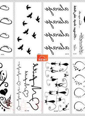 Classic Black Tatoo Cat Bird Fake Tattoo Tatuajes Hand Tatou