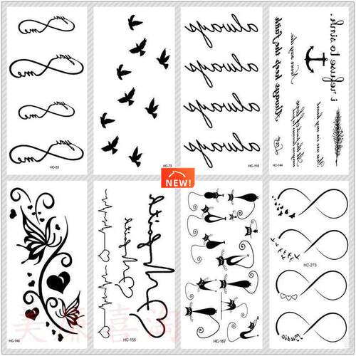 Classic Black Tatoo Cat Bird Fake Tattoo Tatuajes Hand Tatou