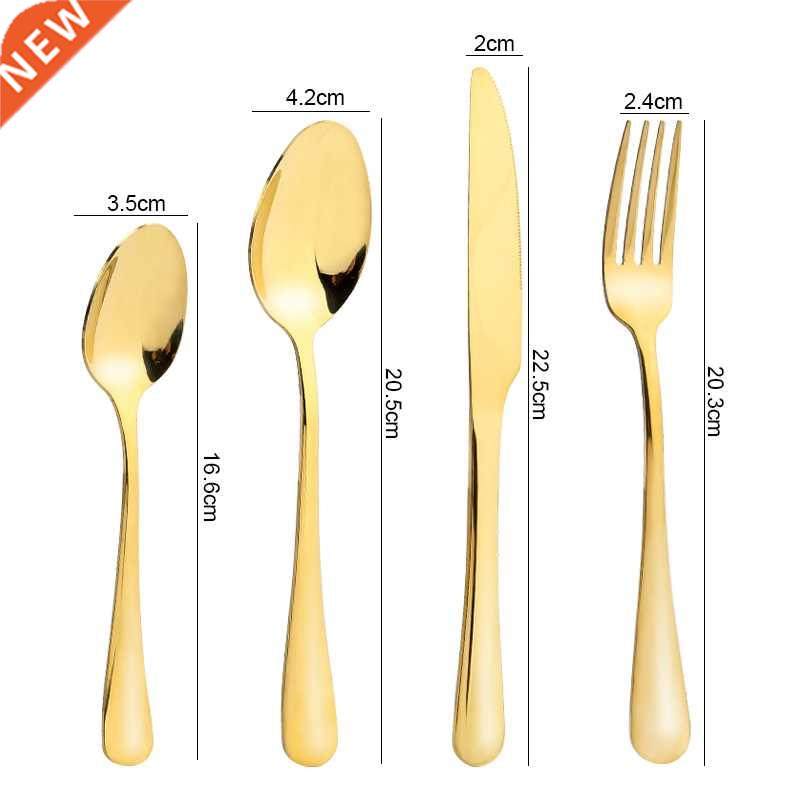 24 Pcs/set Stainless Steel Cutlery Dinnerware Golden Table C