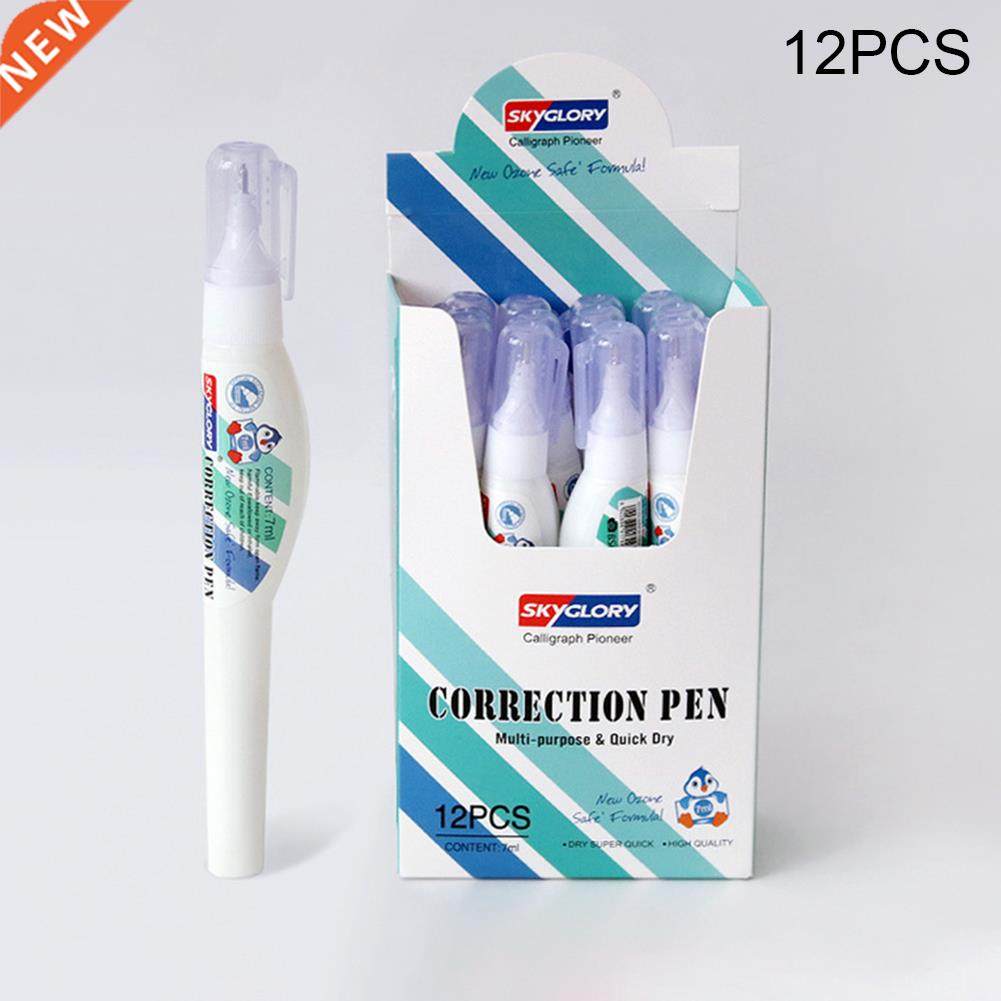 12pc/box 7ml Correction Pen Quick Drying Error Writing Stron