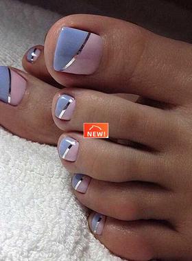 24pcs Purple False Toe Nails Summer Full Cover Wearing Toe N