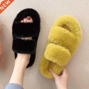 2022 Winter Keep Warm Women Fur Furry Slippers for Home Fluf