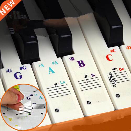 49/54/61/88 color Transparent Piano Keyboard Stickers Electr