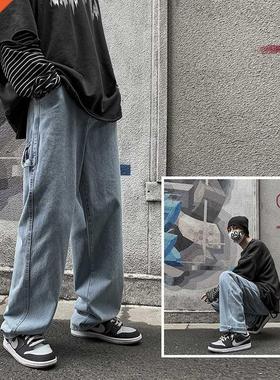 Harajuku Chic Straight Pants Men Jeans 2021 New Summer Daily