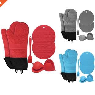 Extra Long Oven Mitts and Pot Holders Sets, 15 Inches Heat R