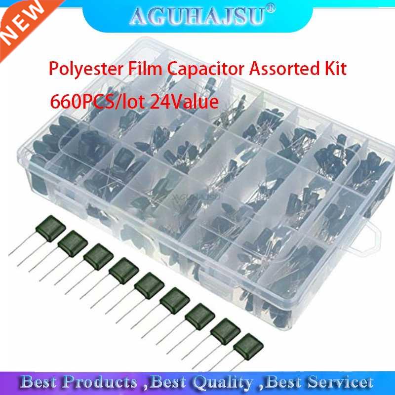 660PCS/lot 24Value Capacitor kit 100V 2A221J to 2A474J Polye