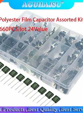 660PCS/lot 24Value Capacitor kit 100V 2A221J to 2A474J Polye
