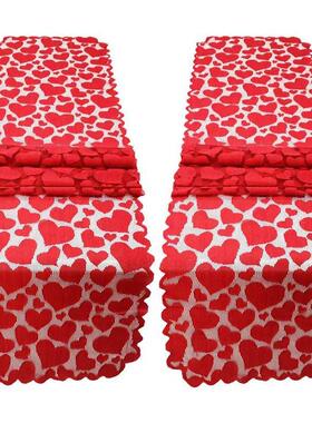 2 Pcs Valentines Day Table Runner For Wedding Party, Candlel