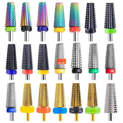 Carbide Tungsten 5 in 1 Nail Drill Bit Tapered Shape Straigh