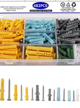 300pcs Plastic Expansion Drywall Anchor Screws Tapping Screw