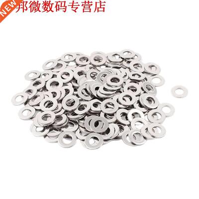 200pcs 304 M6 Uni Platte Ringen Spacers Silver Tone