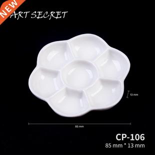 Samina New Mini Round White Paint Palette CP-106 Tray Cerami