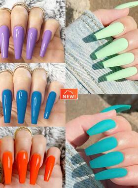 24pcs Fake Nails Colourful And Long Ballerina Nails