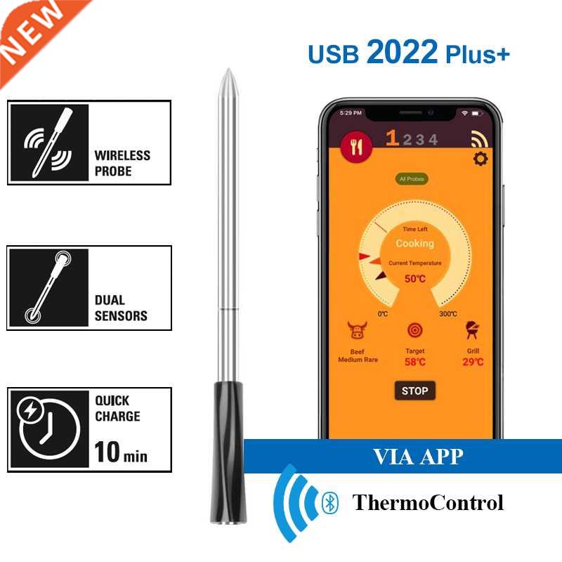 Wireless Meat Food Thermometer for Oven Grill BBQ Steak Turk