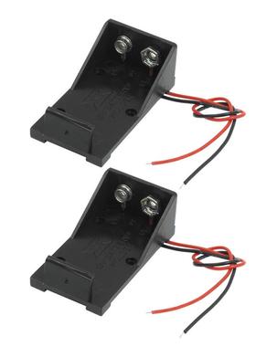 2 Pcs Black9V Batteres Case Holder w Wre Leads