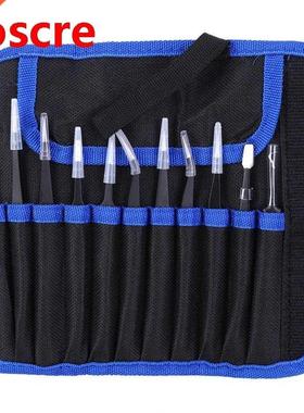 1ESD Accuracy Tweezers Canvas Bag Set Stainless Steel Straig
