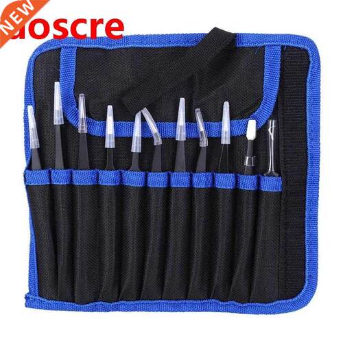 1ESD Accuracy Tweezers Canvas Bag Set Stainless Steel Straig