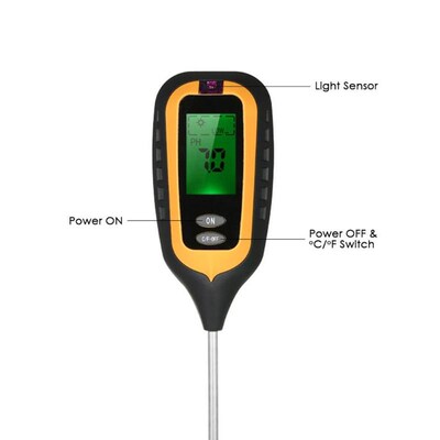 4 in 1 LCD Temperature Moisture Sunlight PH Soil Meter Garde