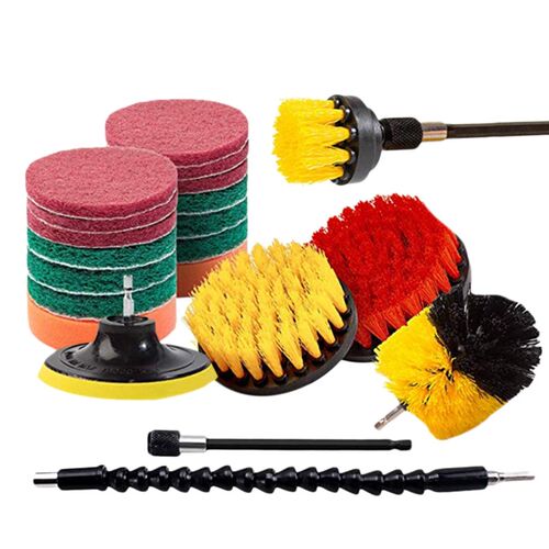 21 Piece Drill Brush Attachments Set Scrub Pads Sponge Power