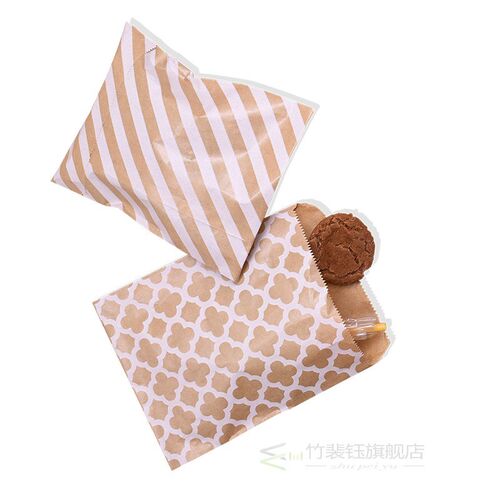 25pcs/set 18*13cm Kraft Paper Bags Wave Stripe Dot Gift Bag