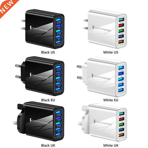 48w Luminous 5usb Mobile Phone Charger Portable 5 USB Port M