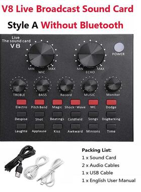 V8 Sound Card Audio SB 5.0 Headset Microphone Webcast Live S