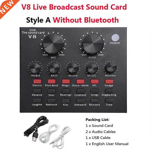 V8 Sound Card Audio SB 5.0 Headset Microphone Webcast Live S