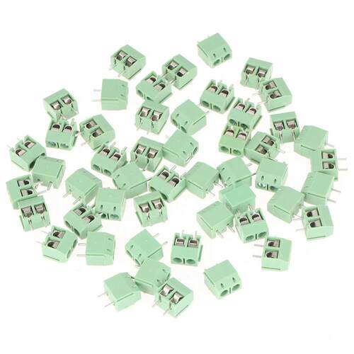 50pcs 2 Pin 5mm Pitch Green PCB Screw Terminal Block Connect