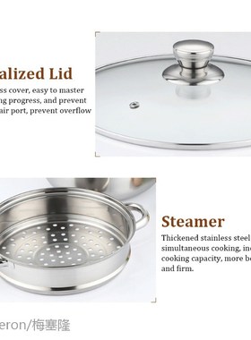 28cm Steamer Pot 3 Tier Space Saving Dual Use Cookware With