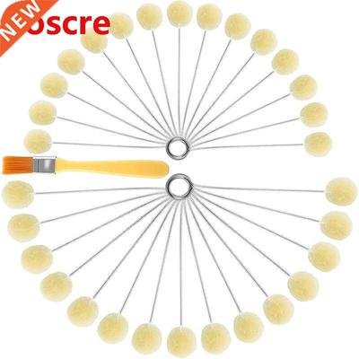 30 Pcs Leather Dye Wool Daubers Wool Ball Brush With Metal