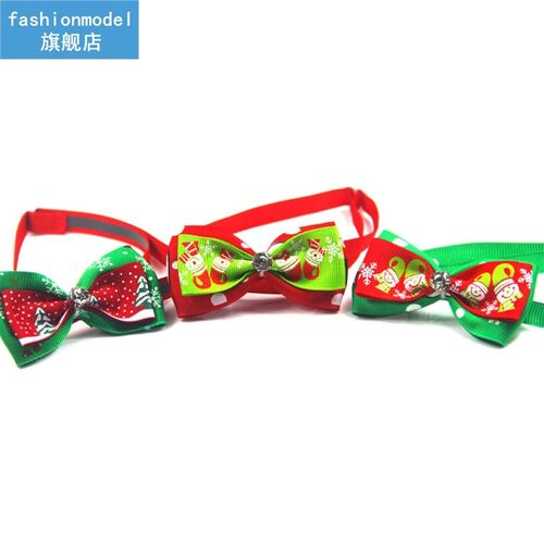 1pc Christmas Adjustable  Dog Collar Holiday s Dog Bow