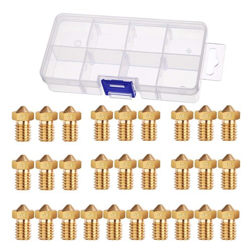 28 Pieces M6 3D Printer Extruder Nozzle Print Head For E3D M