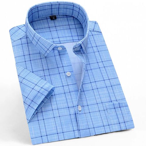 Summer Short Sleeve Men Casual Shirts Business Regular Fit S