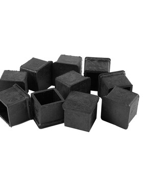 10 Pieces Black Square Rubber Foot Caps Tube Caps Protective