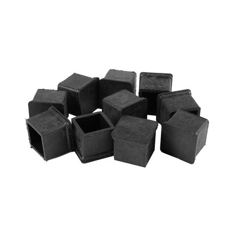 10 Pieces Black Square Rubber Foot Caps Tube Caps Protective