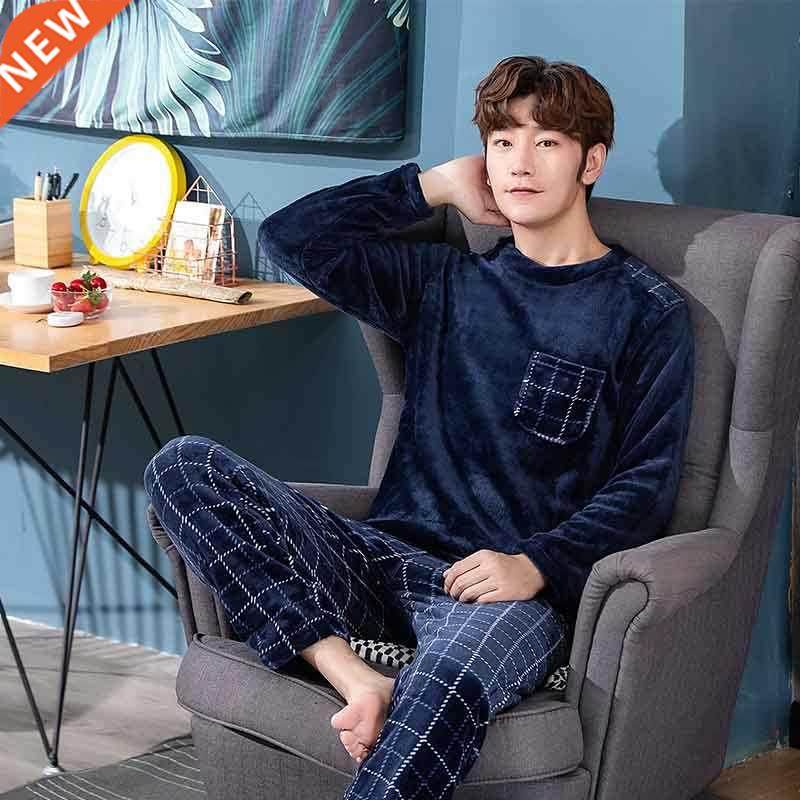 2022 new warm thick pajamas men's suit plus size thicken