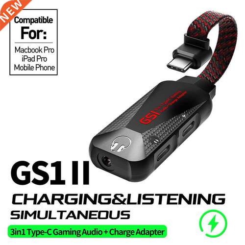GS1 USB C Charging Adapter 3 in 1 Type-C to 3.5mm QC Fast Ch