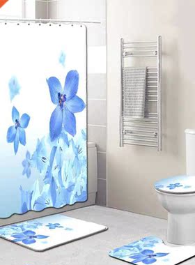 Bathroo Floor at Cobination Four Piece Floral Print Bath