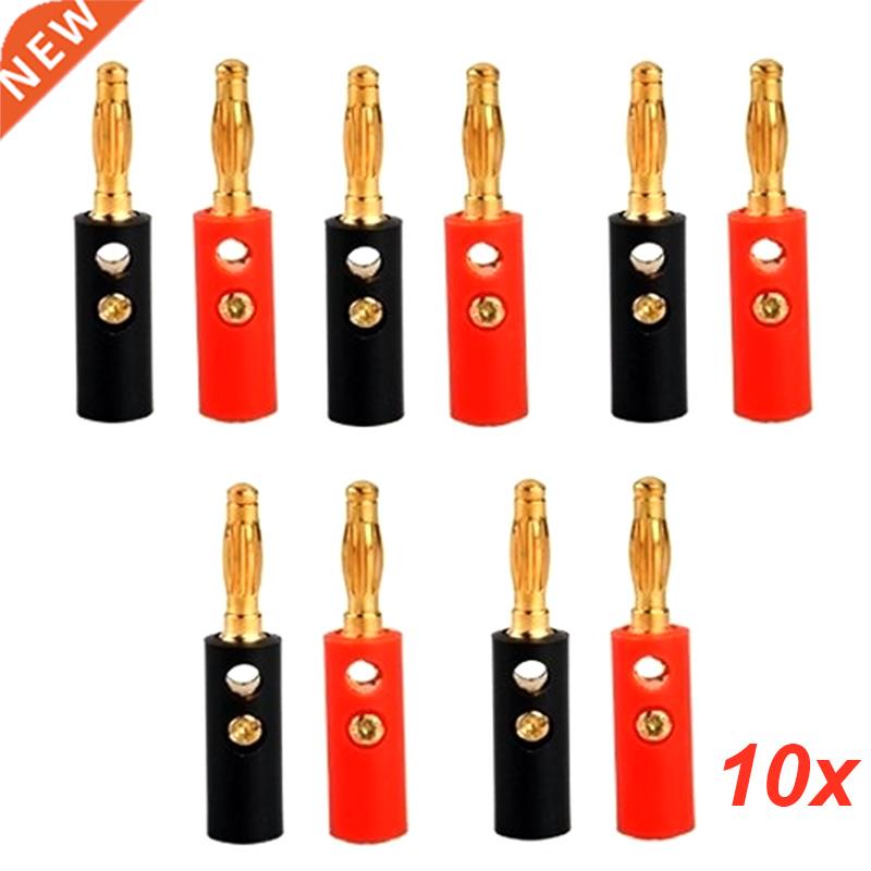 10pcs Audio Speaker Screw Banana Gold Plate Plugs Connectors
