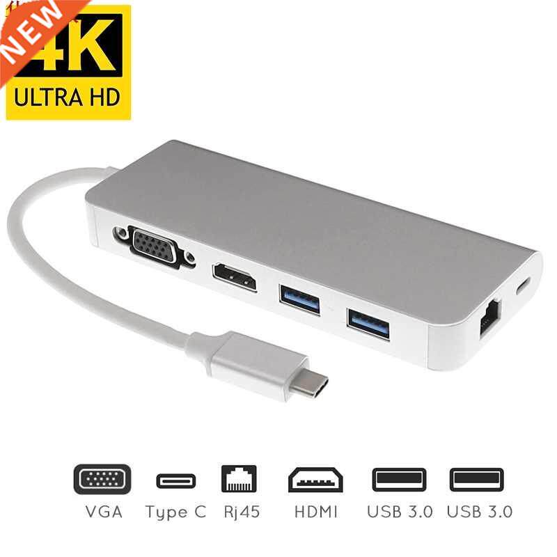 USB Type C to HDMI VGA Gigabit Ethernet Lan RJ45 Adapter for