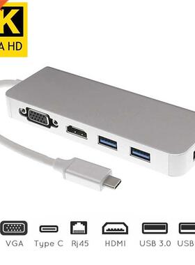 USB Type C to HDMI VGA Gigabit Ethernet Lan RJ45 Adapter for