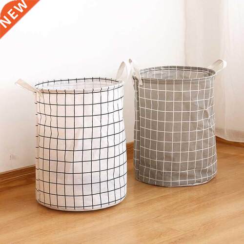 Cotton Linen Dirty Laundry Basket Foldable Round Waterproof