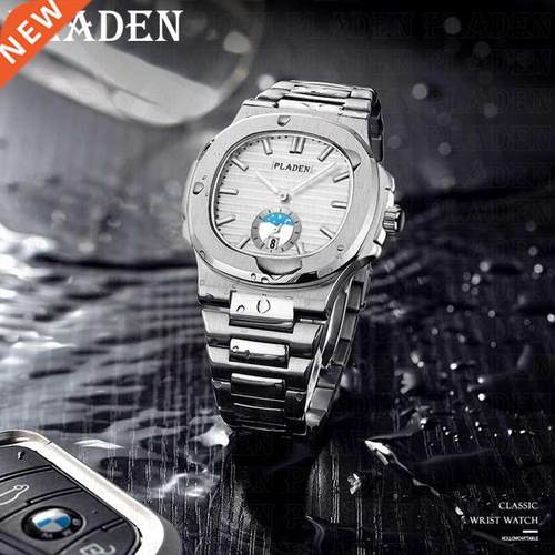PLADEN Sports Men's Watches Luxury Stainless Steel Water