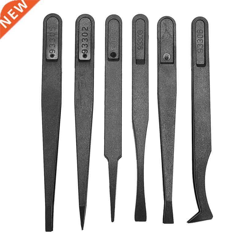 6PCS Precision Tweezer Set Plastic Anti Static Tool Kit Size