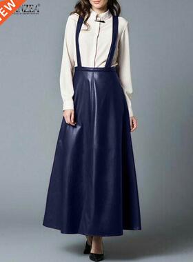 Womens Fashion Dungarees Skirts ZANZEA PU Leather Skirt Eleg