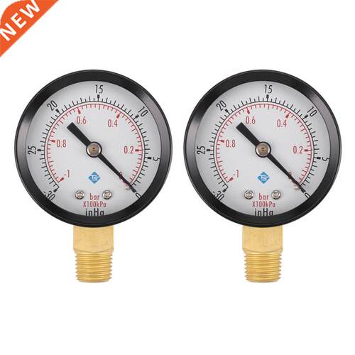 2X Pressure Gauge - 0 - -30InHg 0 - -1 Bar Mini Dial Air Pre