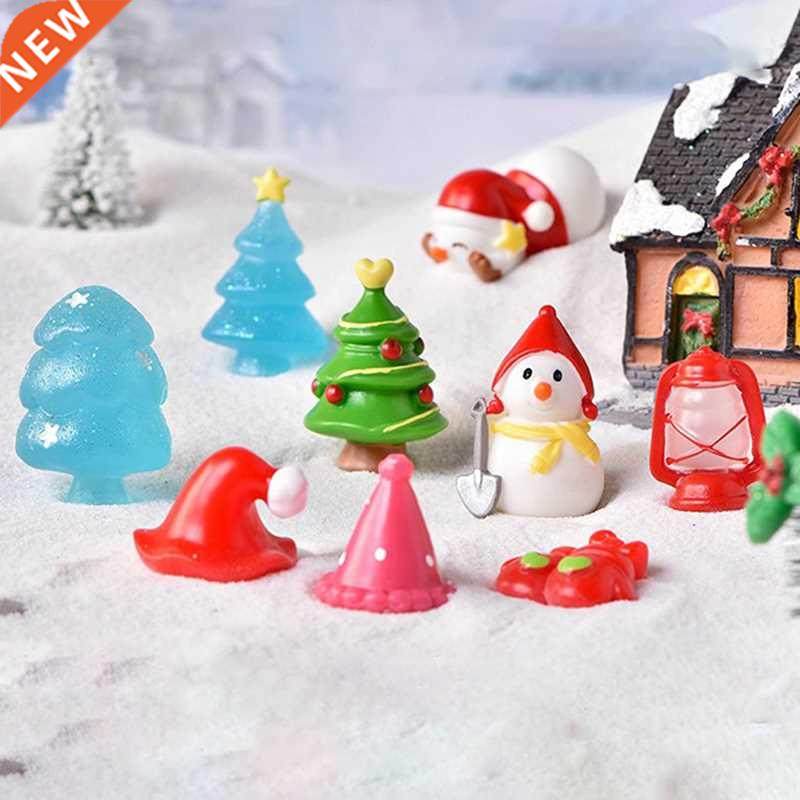 2PC Resin Materials Miniature Christmas Snowman Trees Gift B