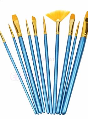 10Pcs Nylon Har Acrylc Watercolor Round Ponted Tp Artst