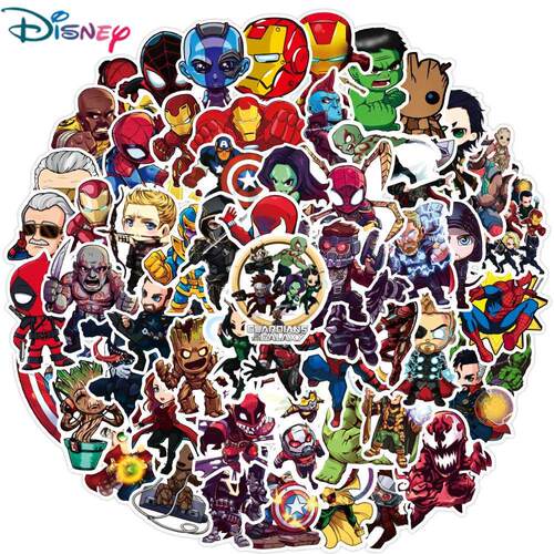 Disney 10/0/50pcs Cartoon Marvel Stickers The Avengers Wat